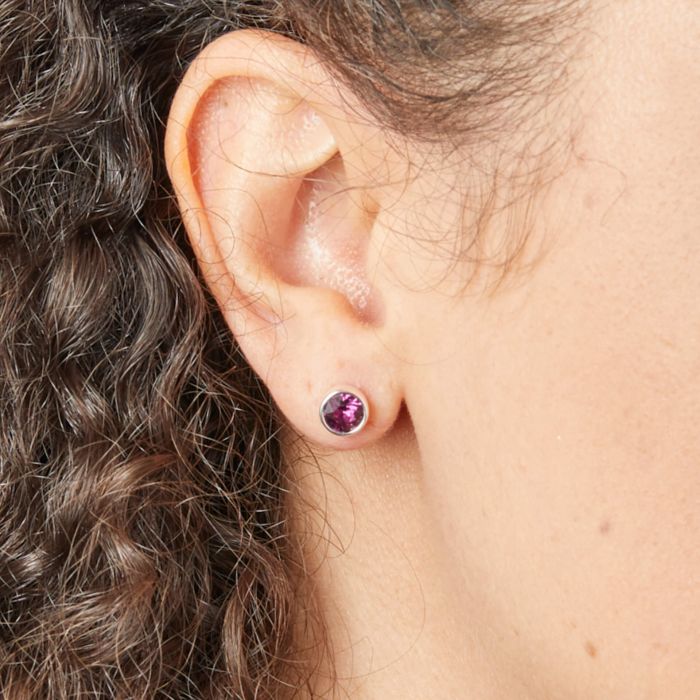 February Sterling Silver Crystal Birthstone Earrings