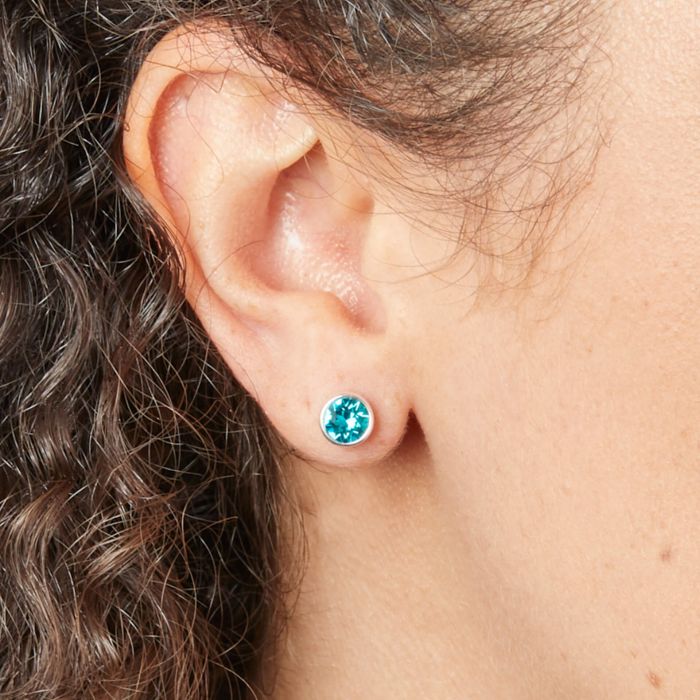 December Sterling Silver Crystal Birthstone Earrings