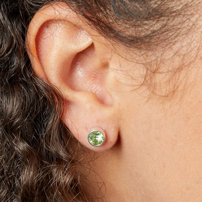 August Sterling Silver Crystal Birthstone Earrings