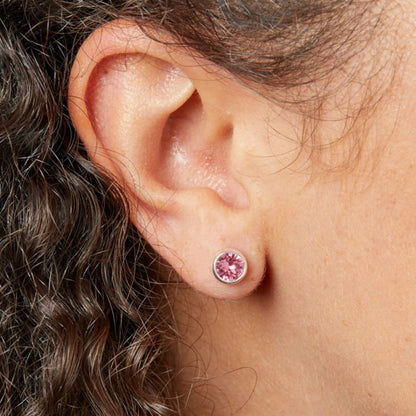 October Sterling Silver Crystal Birthstone Earrings