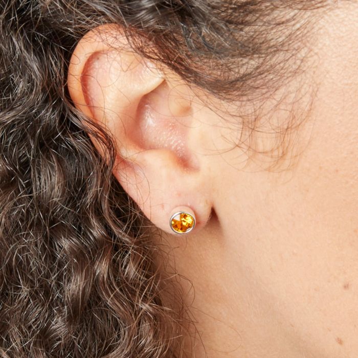 November Sterling Silver Crystal Birthstone Earrings