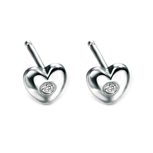 Sterling Silver D for Diamond Children's Heart Stud