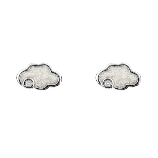 Sterling Silver Cloud Diamond Stud Earrings