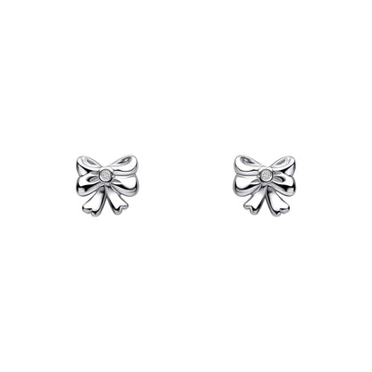 Sterling Silver Children's Diamond Bow Stud Earrings