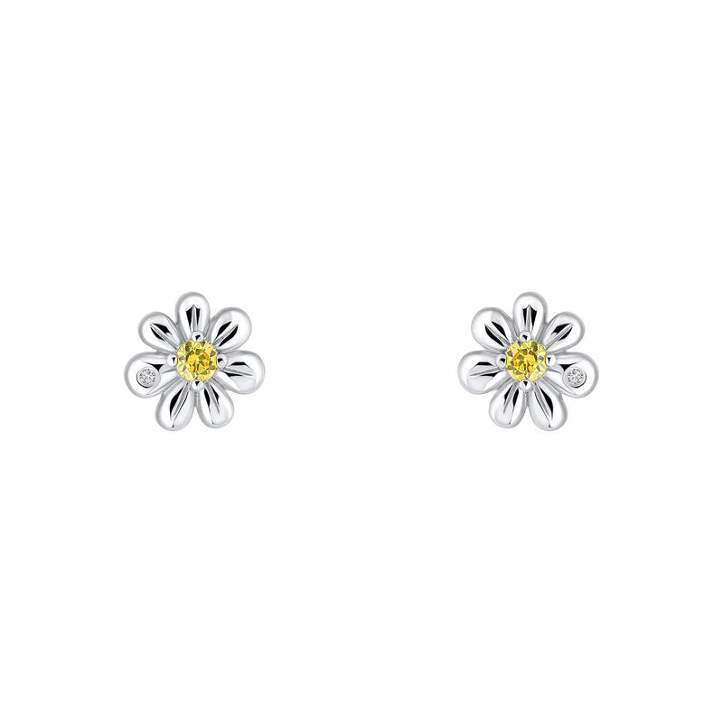 Sterling Silver Children's Diamond Daisy Stud CZ Earrings