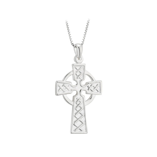 Sterling Silver Embossed Celtic Cross Pendant