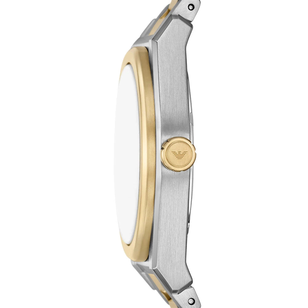 Emporio Armani 41mm Federico Date Champagne Dial Two Tone Stainless Steel Watch
