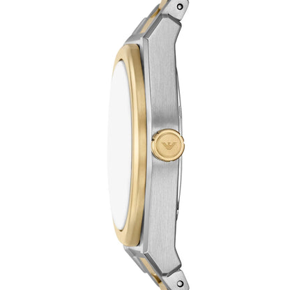 Emporio Armani 41mm Federico Date Champagne Dial Two Tone Stainless Steel Watch