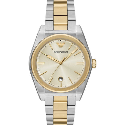 Emporio Armani 41mm Federico Date Champagne Dial Two Tone Stainless Steel Watch