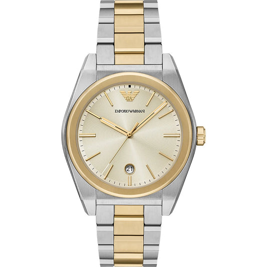 Emporio Armani 41mm Federico Date Champagne Dial Two Tone Stainless Steel Watch