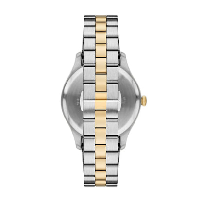 Emporio Armani 41mm Dario Silver Dial Two Tone Bracelet Link Watch