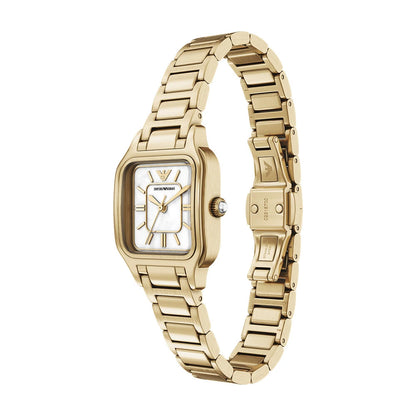 Emporio Armani 35mm Ladies Cecilia Mother of Pearl Dial Yellow Gold Tone Bracelet Watch