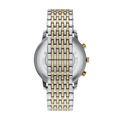 Emporio Armani 42mm Chronograph Minimalist Grey Dial Two Tone Stainless Steel Bracelet Watch