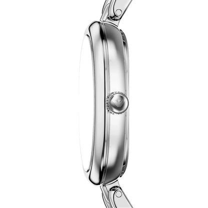 Emporio Armani 28mm Ladies Sinfonia Silver Tone Mother of Pearl Dial Link Watch