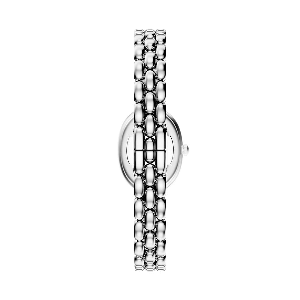 Emporio Armani 28mm Ladies Sinfonia Silver Tone Mother of Pearl Dial Link Watch