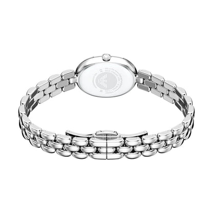 Emporio Armani 28mm Ladies Sinfonia Silver Tone Mother of Pearl Dial Link Watch