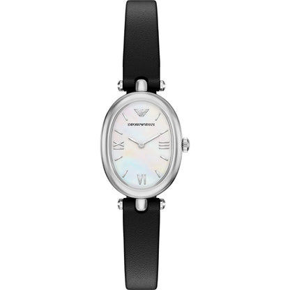 Emporio Armani 28mm Sinfonia Ladies Oval Mother of Pearl Dial Leather Strap Watch