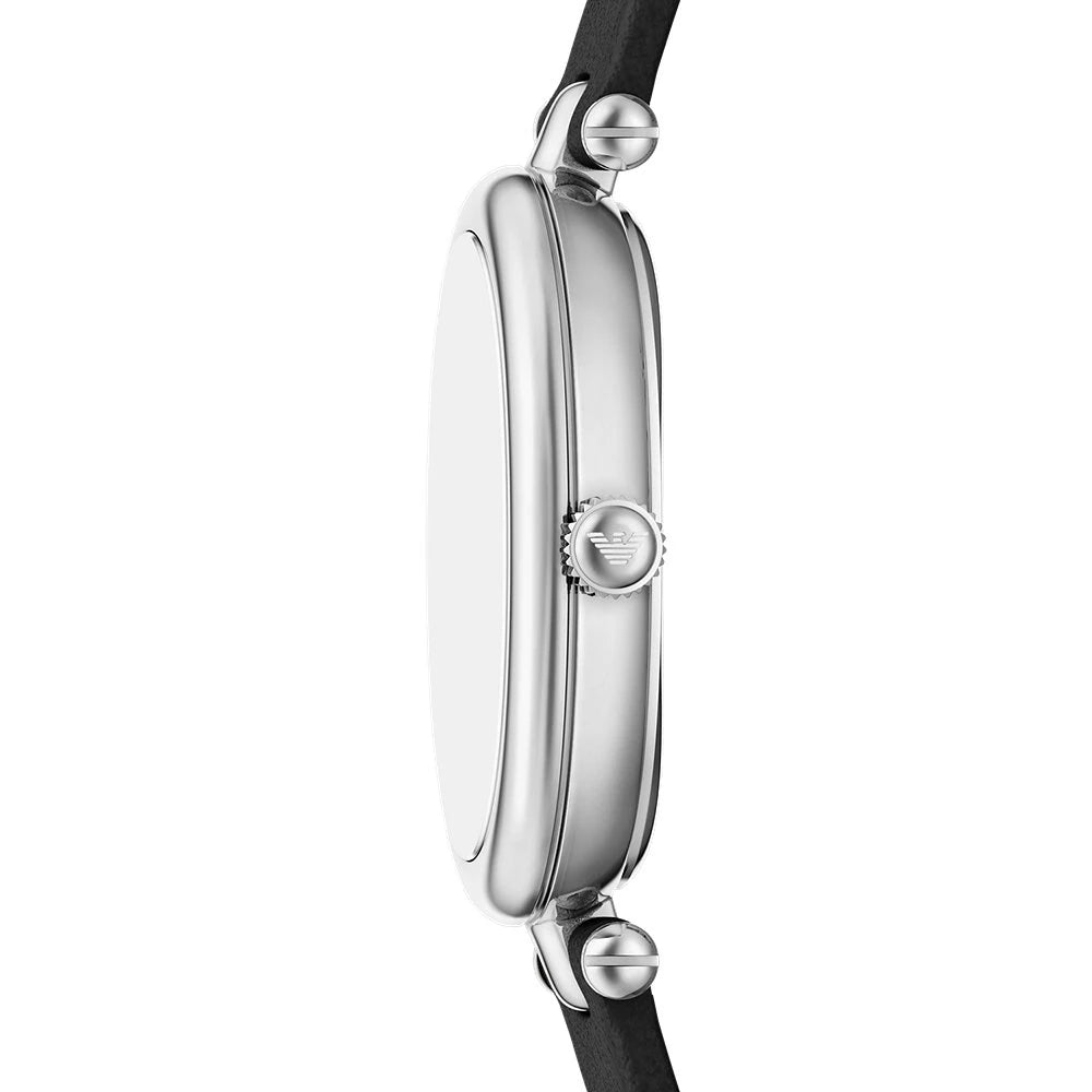 Emporio Armani 28mm Sinfonia Ladies Oval Mother of Pearl Dial Leather Strap Watch