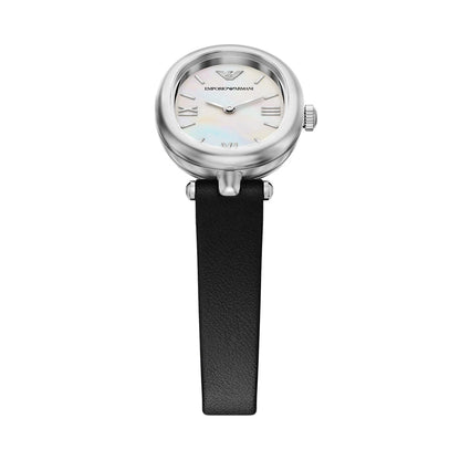 Emporio Armani 28mm Sinfonia Ladies Oval Mother of Pearl Dial Leather Strap Watch