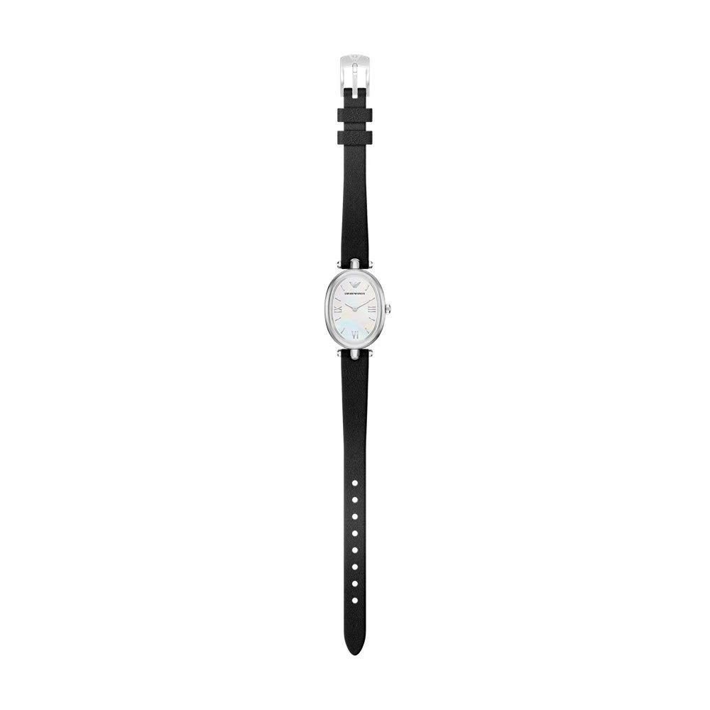 Emporio Armani 28mm Sinfonia Ladies Oval Mother of Pearl Dial Leather Strap Watch