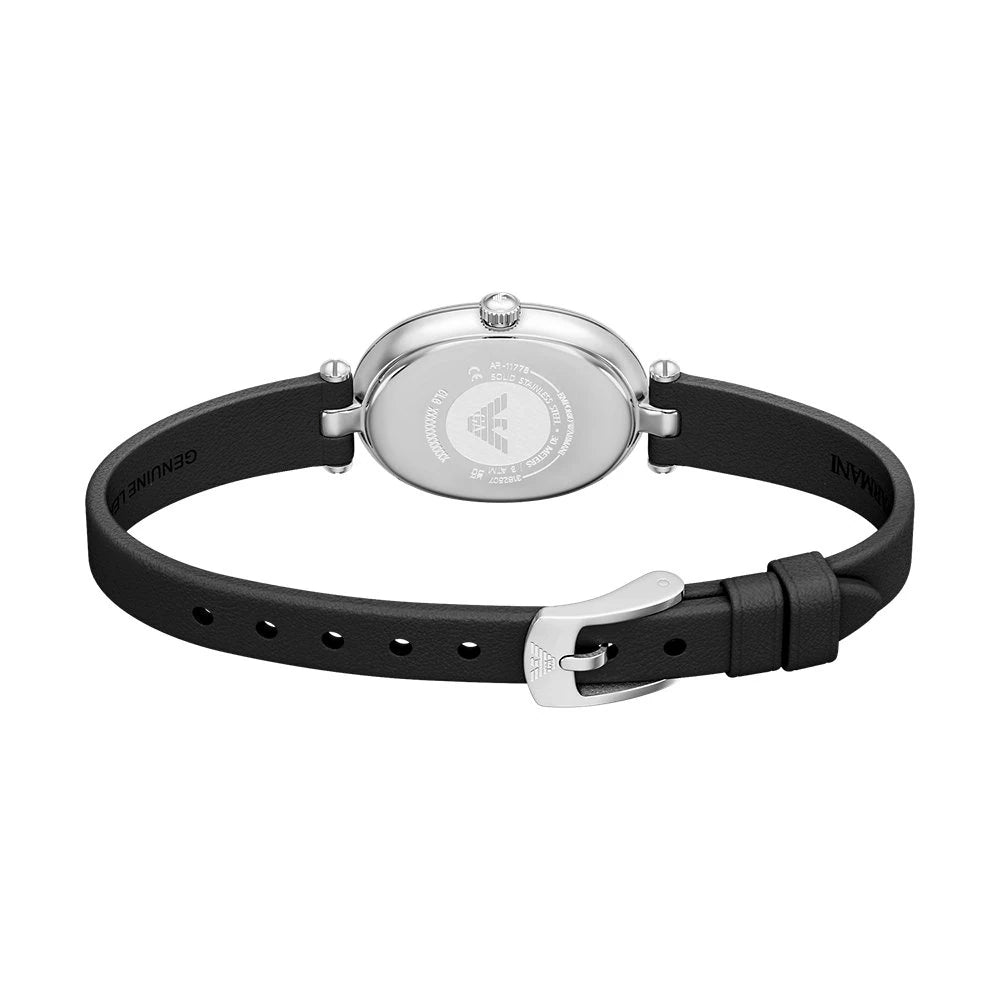 Emporio Armani 28mm Sinfonia Ladies Oval Mother of Pearl Dial Leather Strap Watch