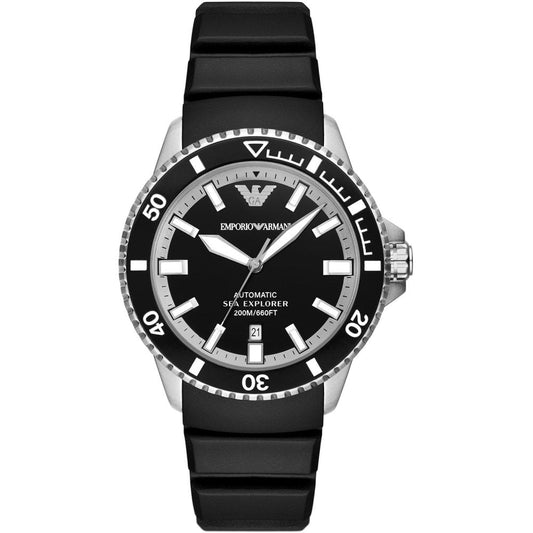 Emporio Armani 42mm Sea Explorer Black & Silicone Strap Watch