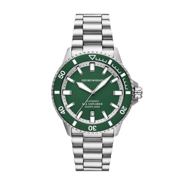 Emporio Armani 42mm Sea Explorer Green Dial & Stainless Steel Bracelet Watch
