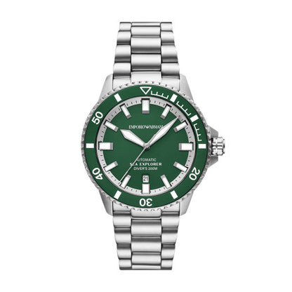 Emporio Armani 42mm Sea Explorer Green Dial & Stainless Steel Bracelet Watch