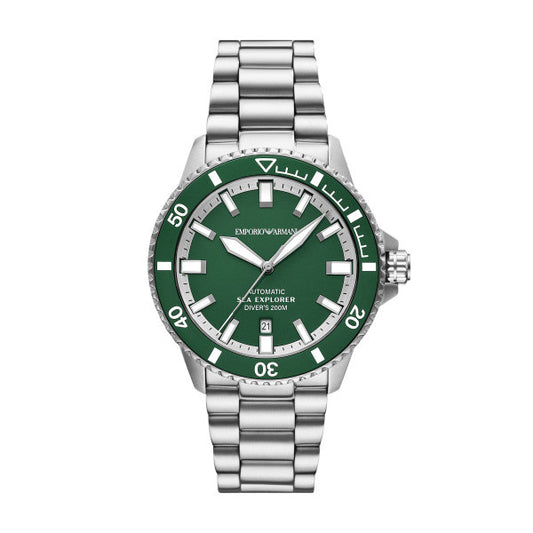 Emporio Armani 42mm Sea Explorer Green Dial & Stainless Steel Bracelet Watch