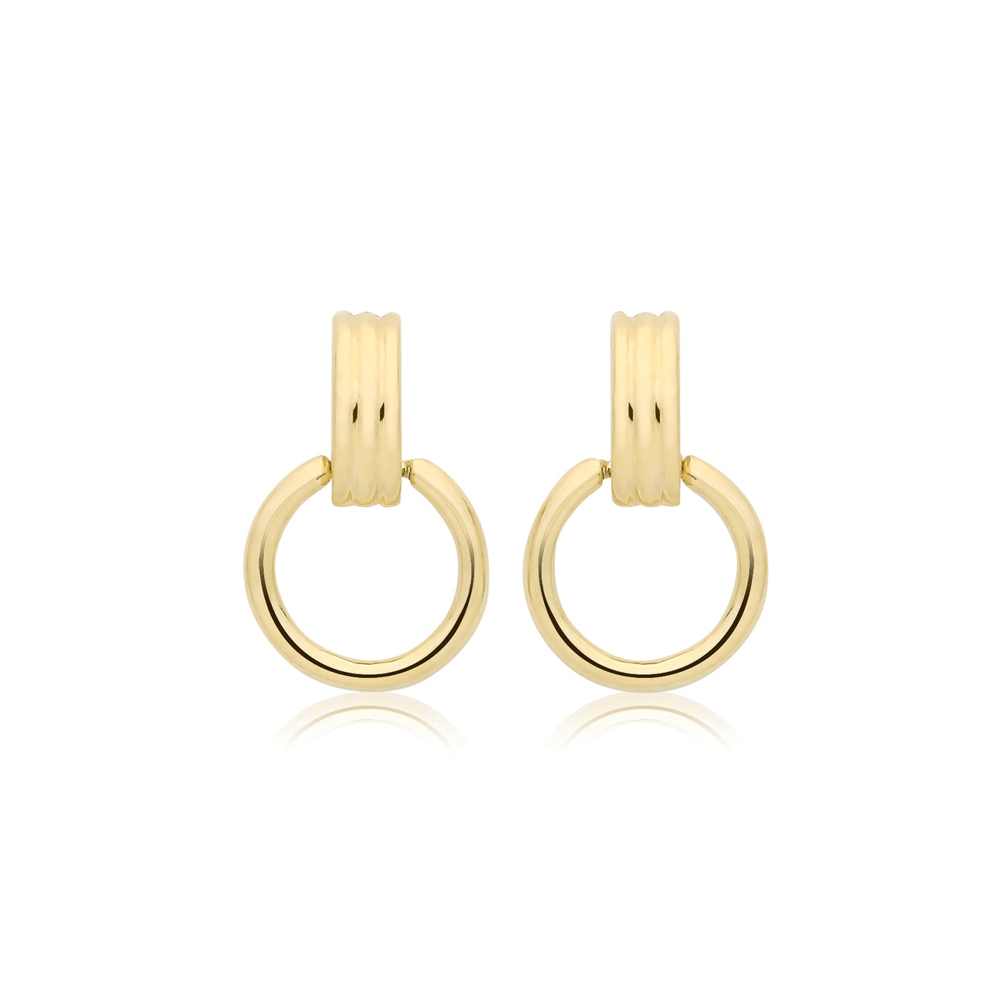 9ct Yellow Gold Double & Drop Creole Hoop Stud Earrings