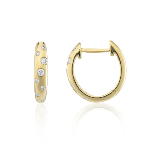 9ct Yellow Gold Diamond Cheetah Hoop Earrings