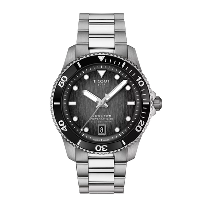 Tissot 40mm Automatic Seastar 1000, Black Diver Style, Gents Bracelet Watch