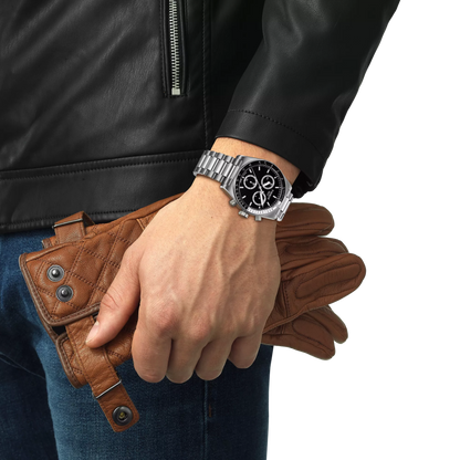 Tissot 40mm PR516, Black Techymeter Chronograph, Gents Bracelet Watch