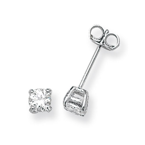Sterling Silver 4mm Round Stud CZ Earrings