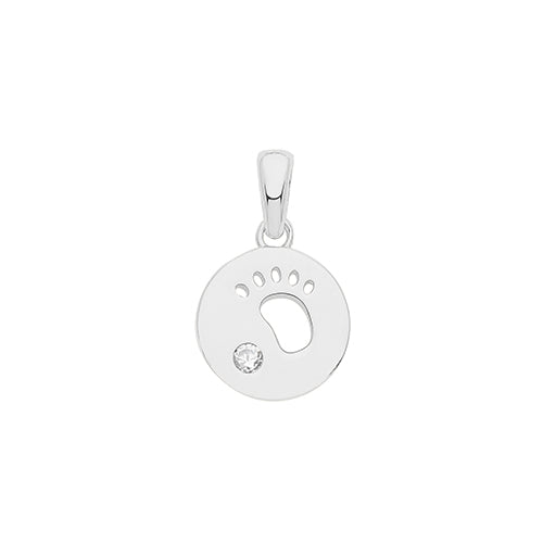 Sterling Silver CZ Baby Feet Necklace