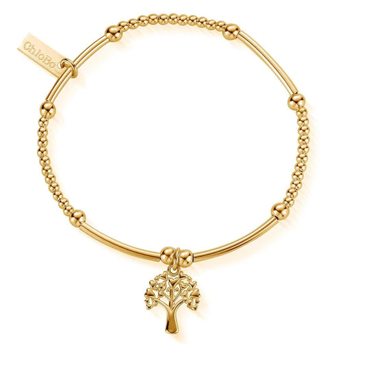 ChloBo Yellow Gold Plated Cute Mini Heart Tree of Life Bracelet