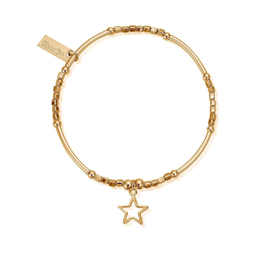 ChloBo Yellow Gold Plated Mini Noodle Cube Open Star Bracelet
