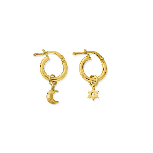 A image of the product ChloBo Yellow Gold Plate Double Feather Small Hoop Earrings