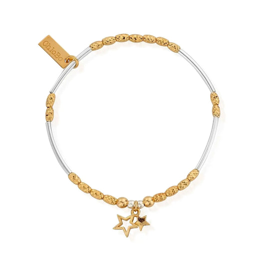 ChloBo 18ct Gold Plated & Silver Double Star Bracelet
