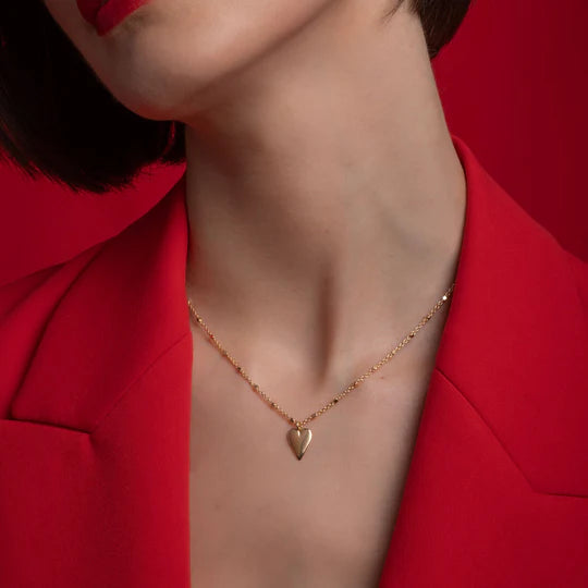 Sterling Silver Yellow Gold Plated Heart Drop Necklace
