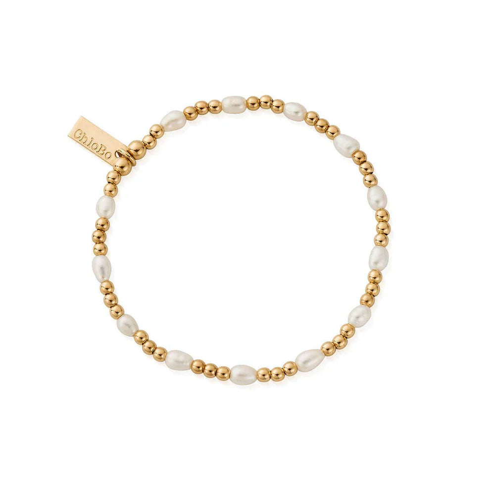 ChloBo Gold Plated Cute Charm Pearl Bracelet