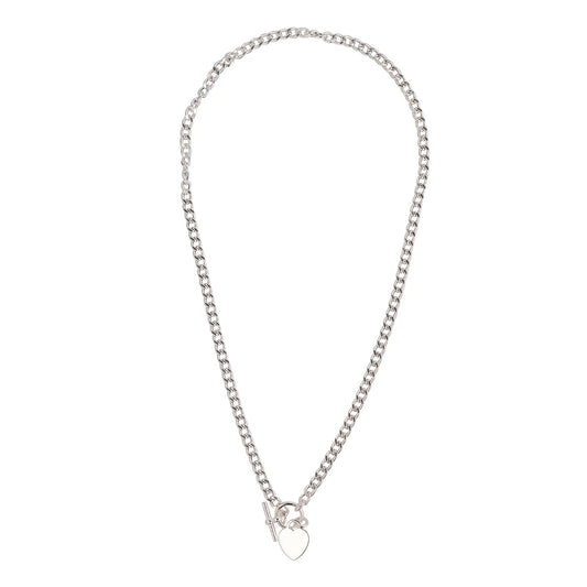 Sterling Silver T-Bar Heart Necklace