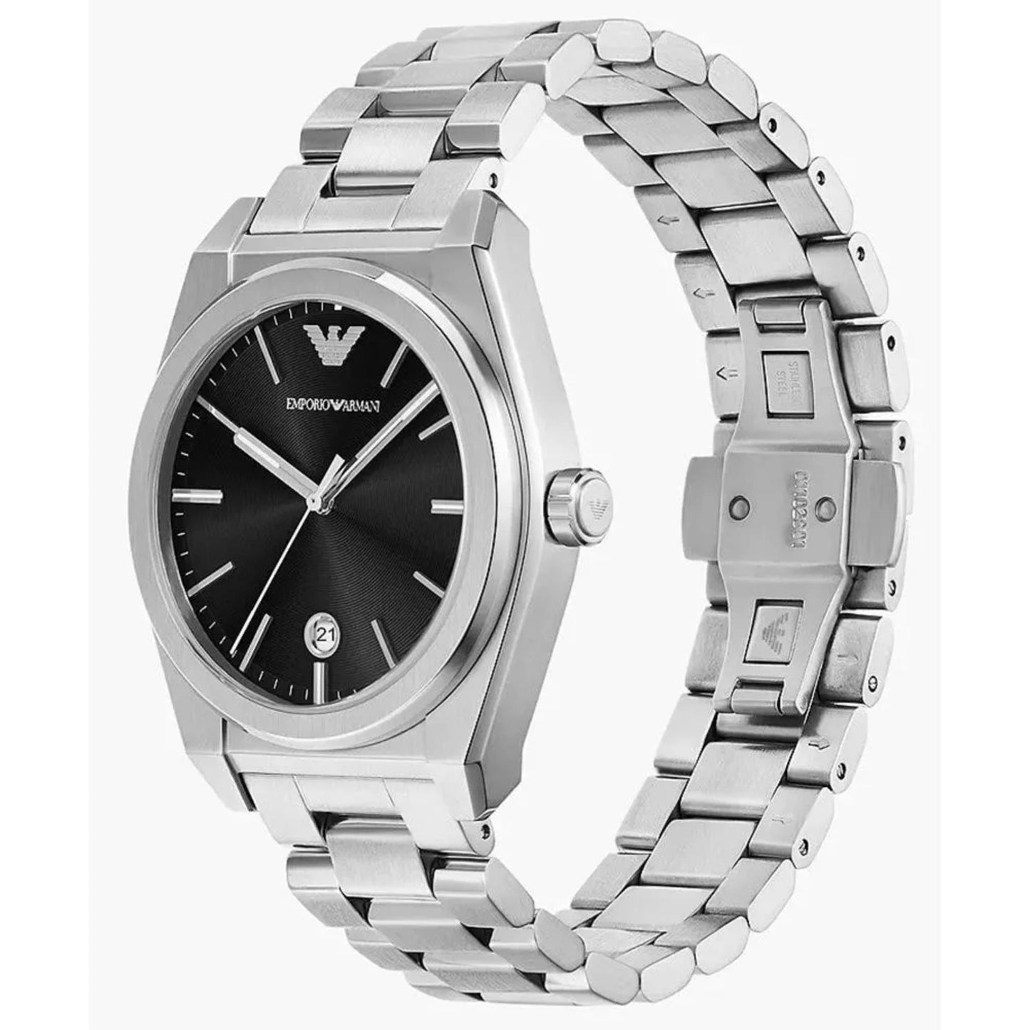 Emporio Armani 41mm Three-Hand Date Stainless Steel Watch