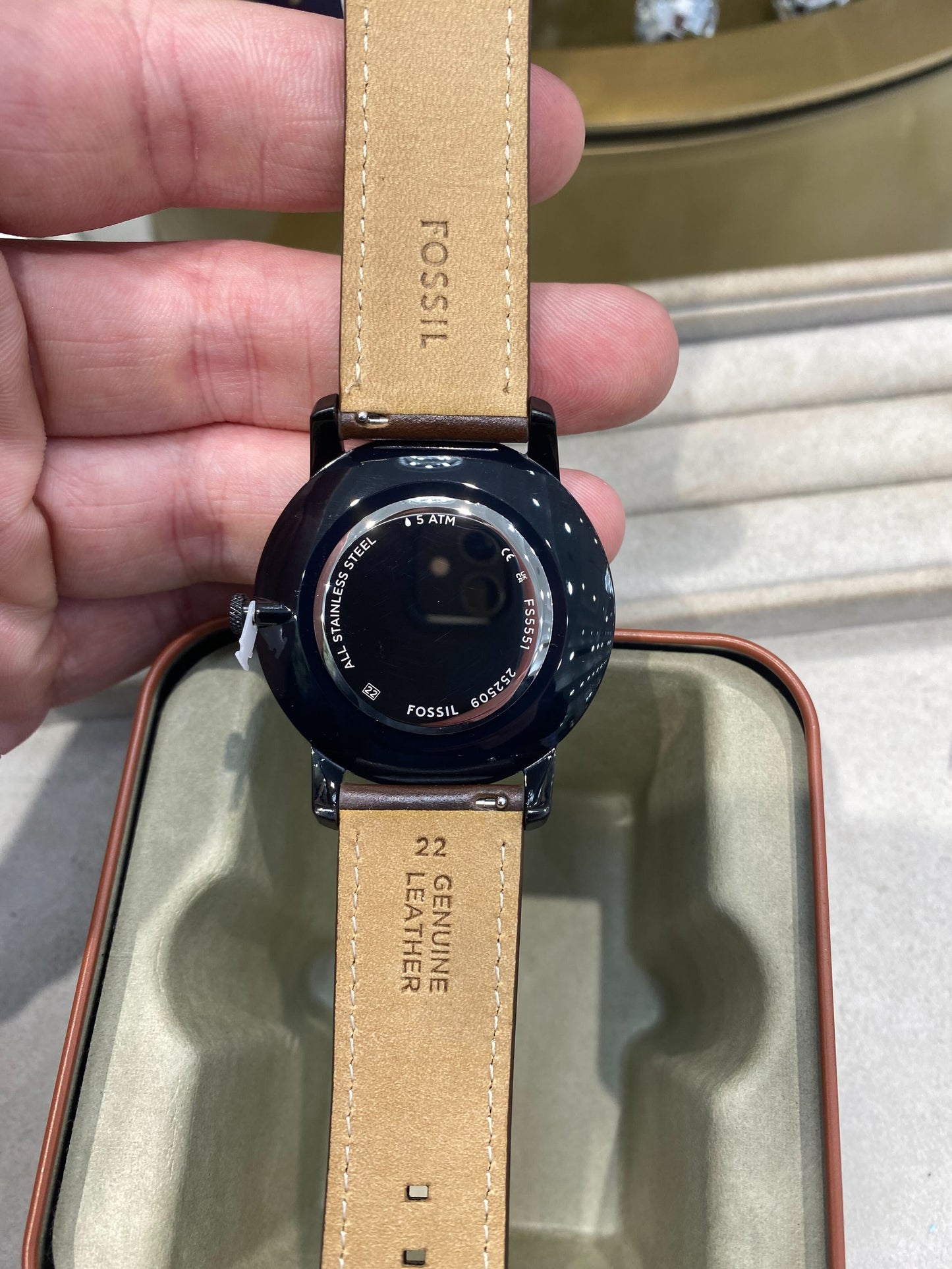 Fossil 44mm Minimalist Three-Hand Brown Leather Watch