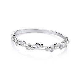 Sterling Silver Two Row CZ Ladies Bangle