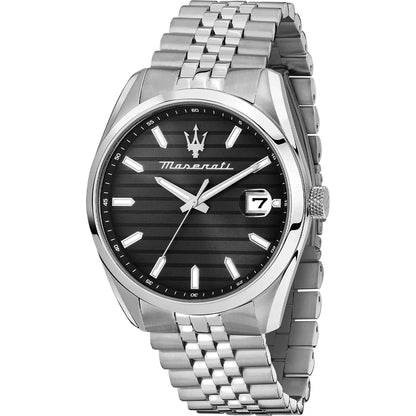 Maserati 43mm Attrazione Black Dial Stainless Steel Date Window Bracelet Watch