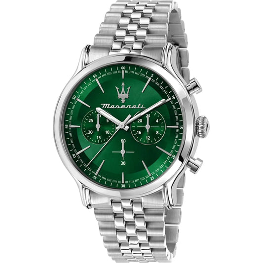 Maserati 42mm Epoca Green Dial Chronograph Stainless Steel Watch