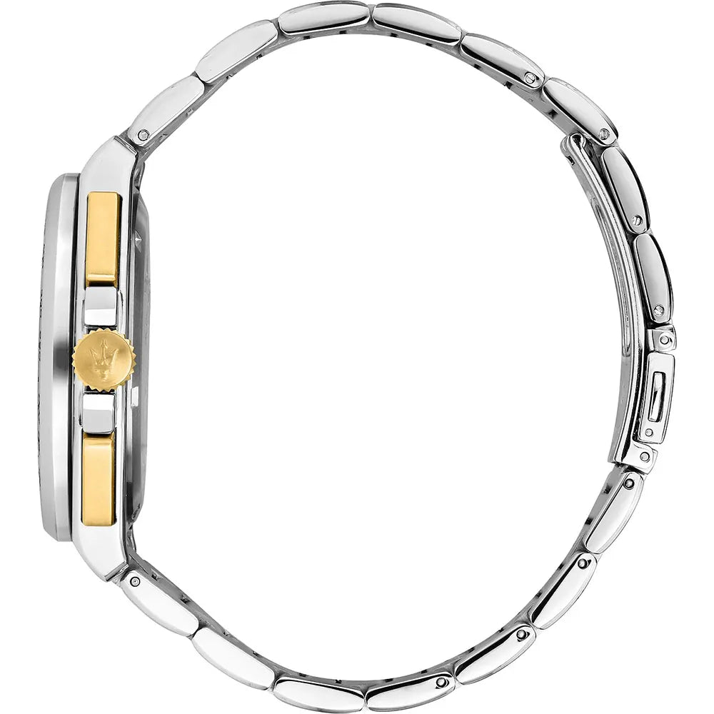 Maserati 43mm Velocità Two-Tone Stainless Steel Black Dial Chronograph Bracelet Watch