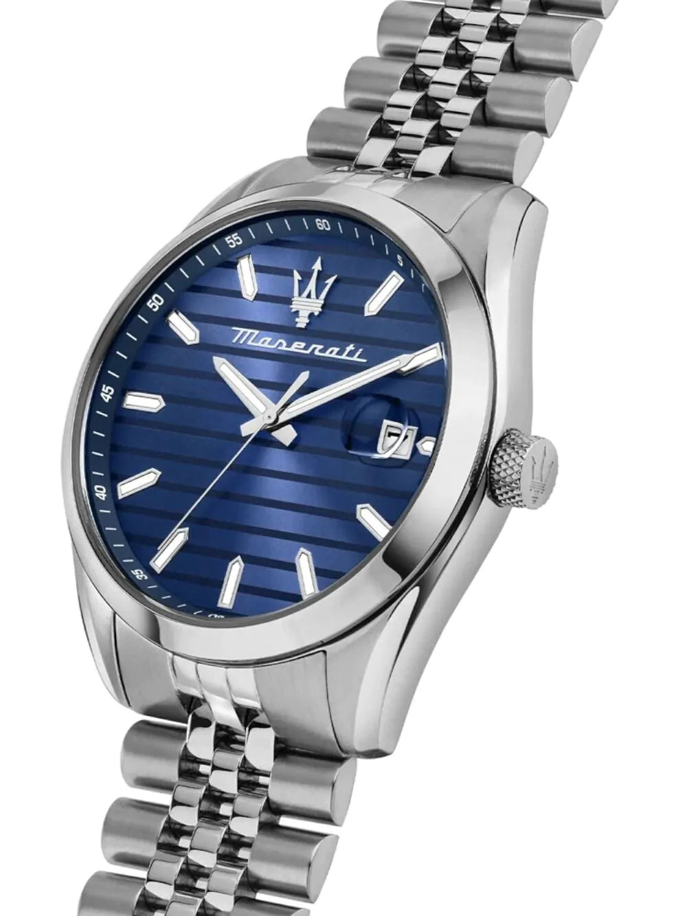 Maserati 43mm Attrazione Blue Dial Date Window Stainless Steel Date Bracelet Watch