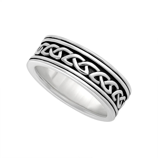 Sterling Silver Mens Silver Celtic Knot Oxidised Ring